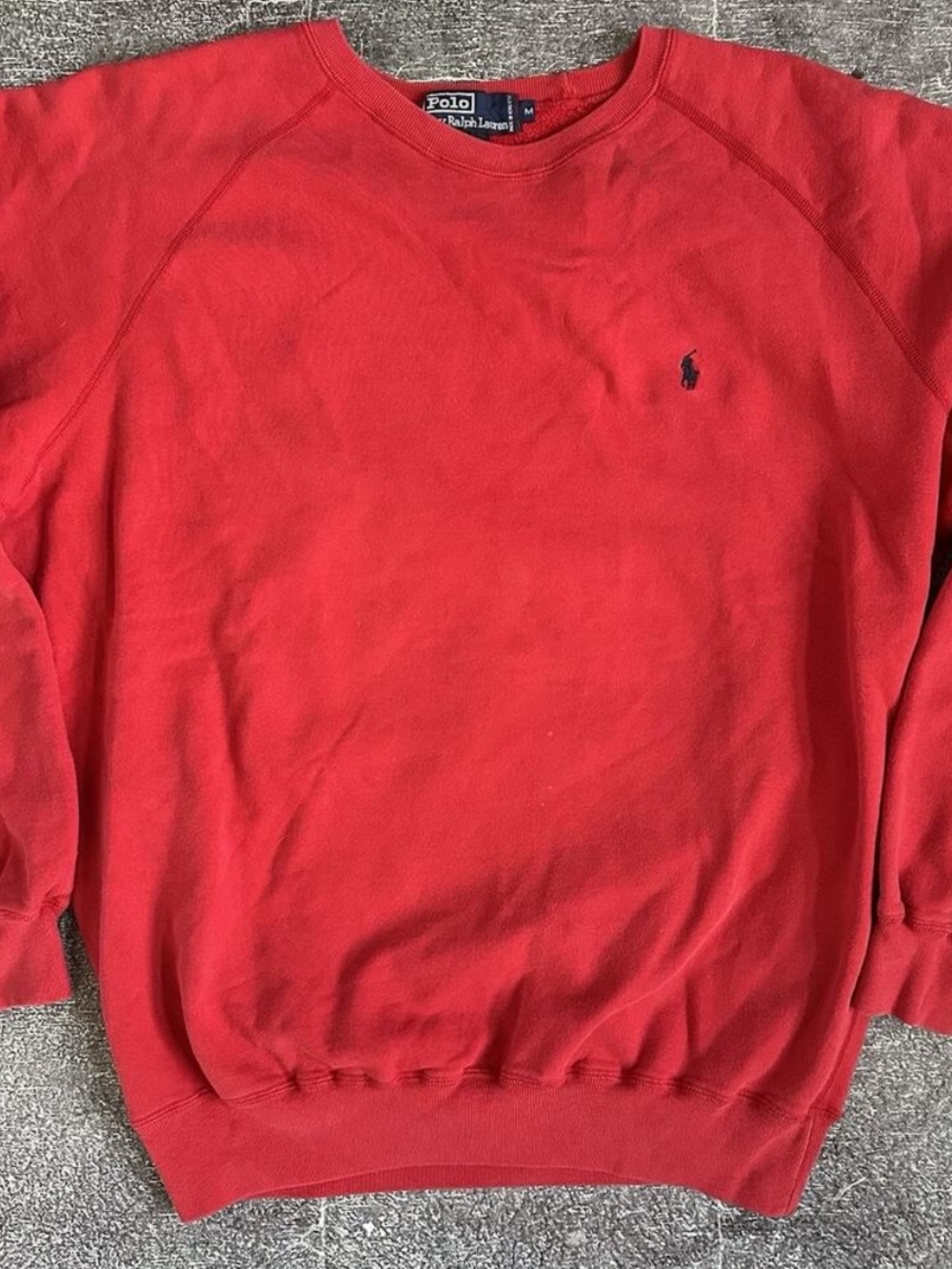 Vintage 90's Polo Ralph Lauren Red Black Logo Crewneck Sweatshirt Sz M VTG